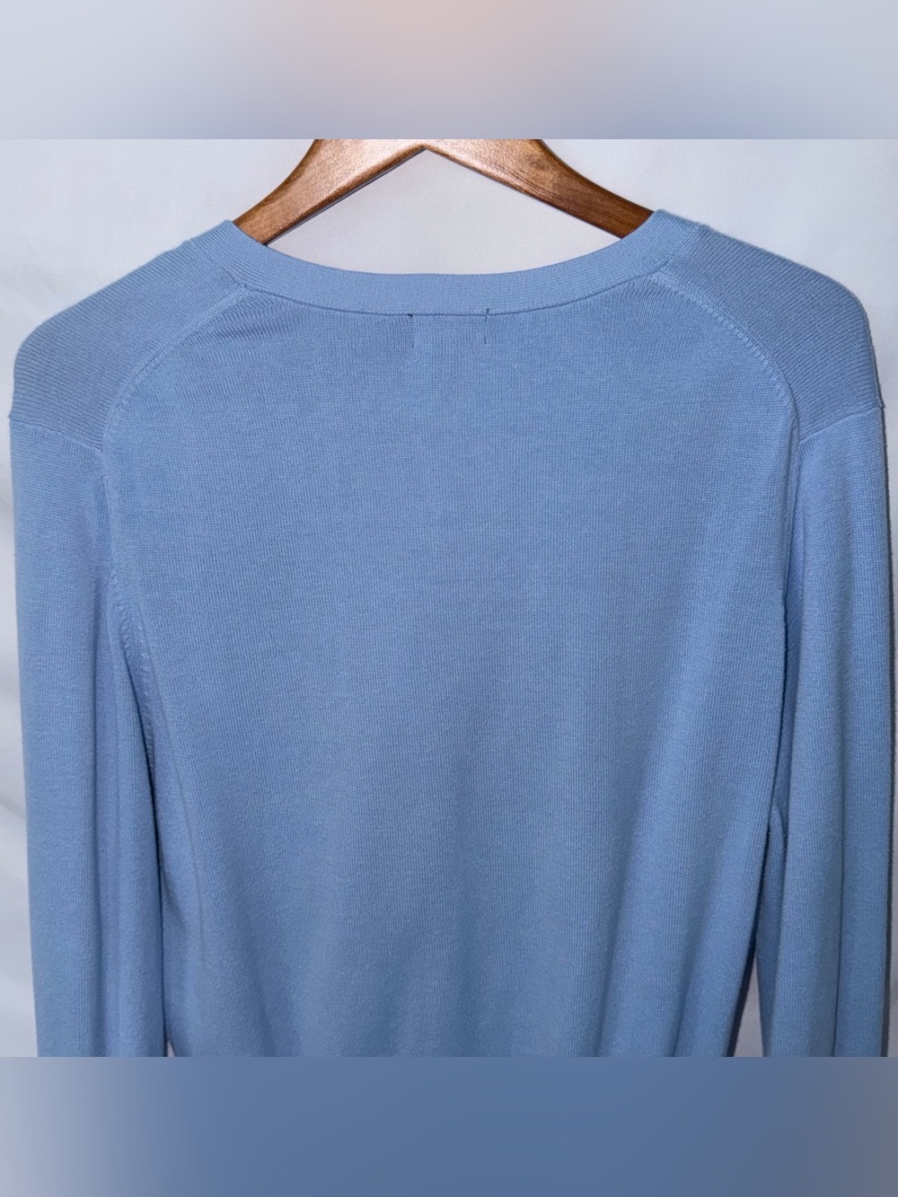 Vintage Evie Light Baby Blue Cotton V-Neck Size XL Retro Y2K Cardigan Sweater - Picture 13 of 16